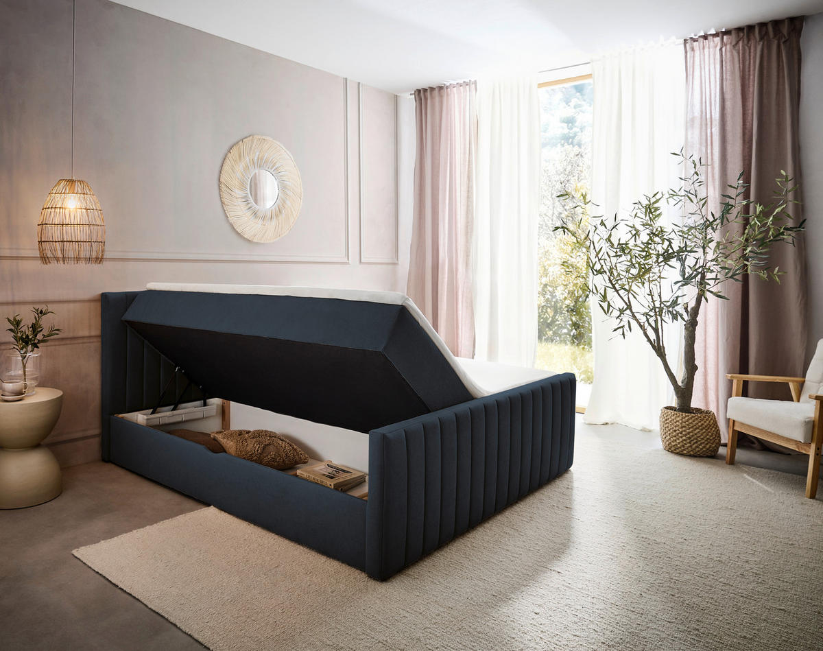AMERICKÁ POSTEĽ, 160/200 cm, antracitová - čierna/antracitová, Konventionell, textil/plast (160/200cm) - Boxxx
