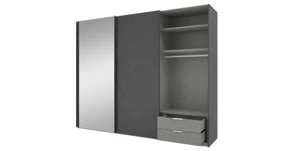 SCHWEBETÜRENSCHRANK 300/223/69 cm 3-türig Anthrazit - Anthrazit/Grau, KONVENTIONELL, Glas/Holzwerkstoff (300/223/69cm) - Novel