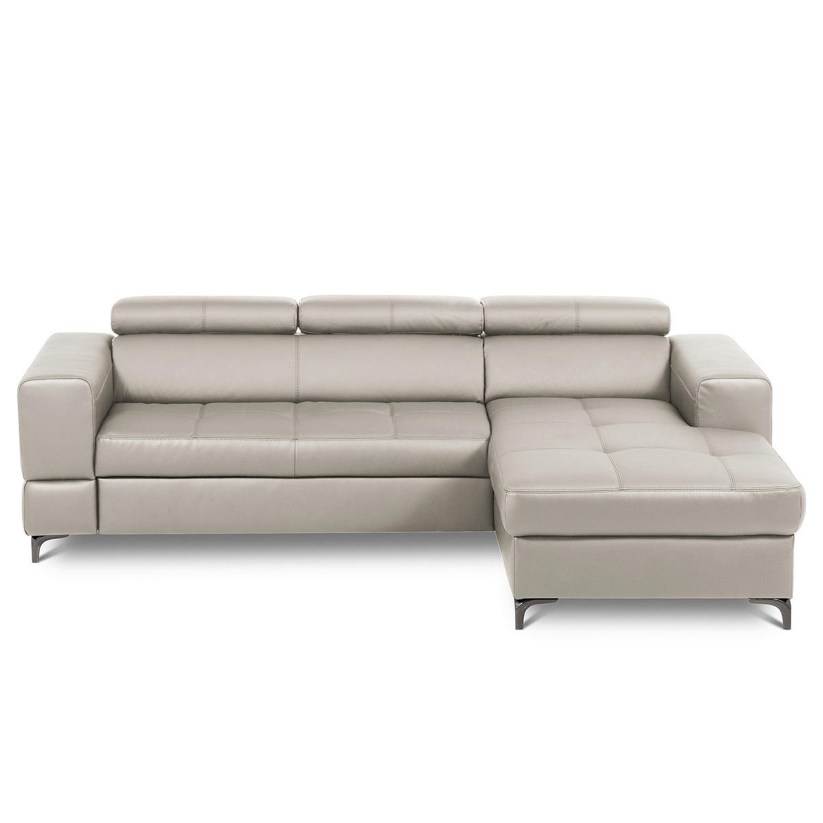 ECKSOFA  in Lederlook Echtleder Platinfarben  - Platinfarben/Schwarz, Design, Leder/Textil (247/173cm) - Livetastic