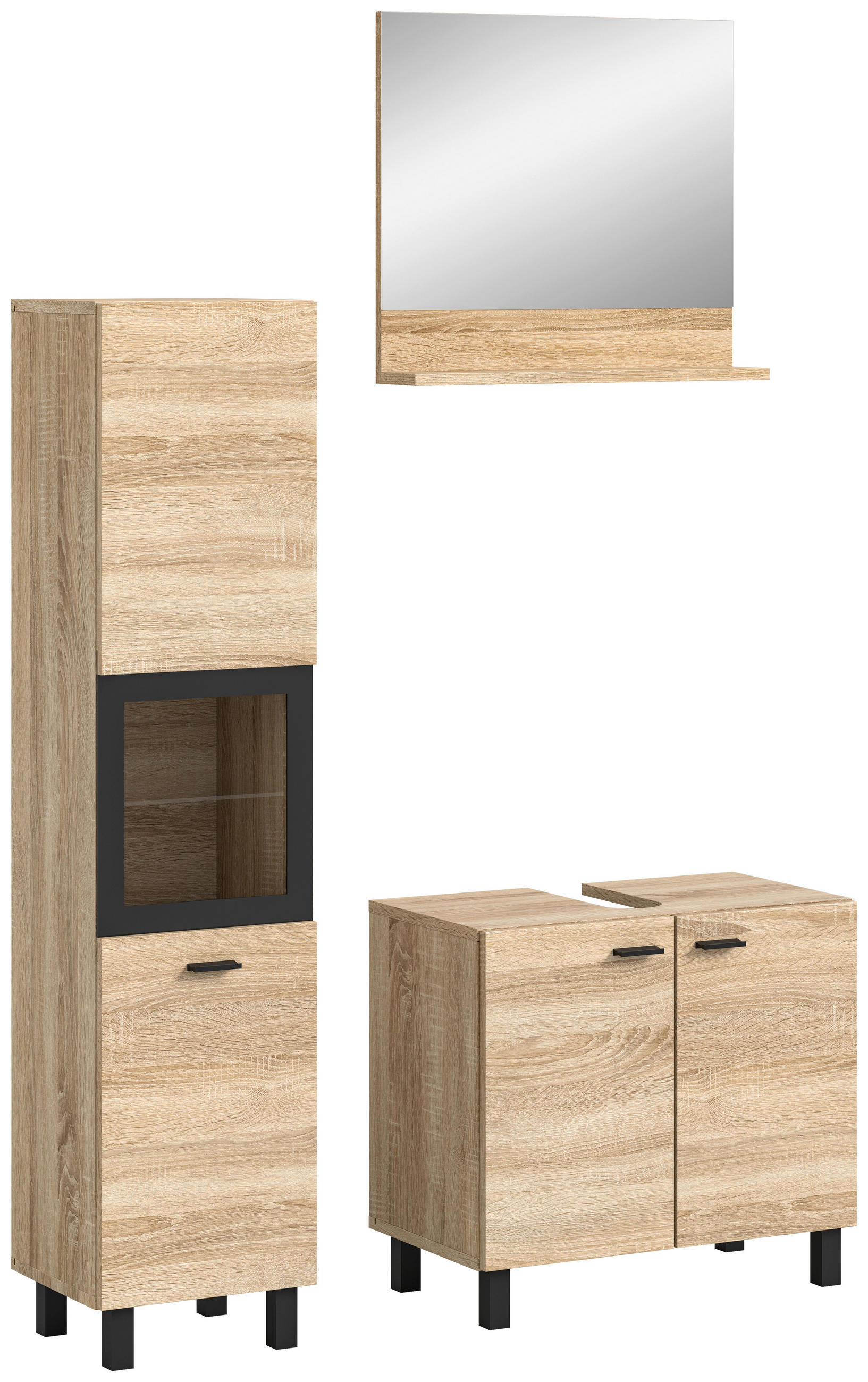 KÚPEĽŇA dub sonoma  - čierna/dub sonoma, Modern, kompozitné drevo/plast (87cm) - MID.YOU