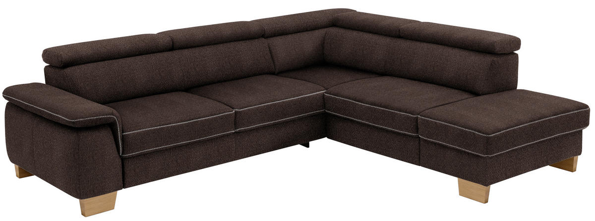ECKSOFA in Mikrofaser Dunkelbraun  273/226 cm  - Eichefarben/Dunkelbraun, Natur, Holz/Textil (273/226cm) - Beldomo System