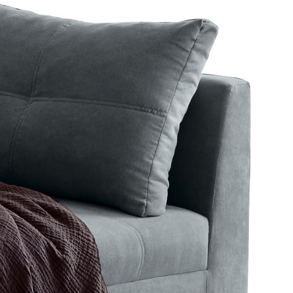 ECKSOFA inkl. Hocker in Mikrovelours Anthrazit  - Anthrazit/Schwarz, Basics, Holzwerkstoff/Kunststoff (248/176cm) - MID.YOU