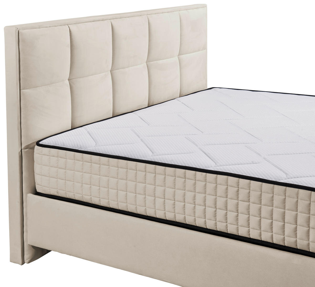 BOXBETT 180/200 cm  in Creme  - Creme/Schwarz, MODERN, Holzwerkstoff/Kunststoff (180/200cm) - MID.YOU