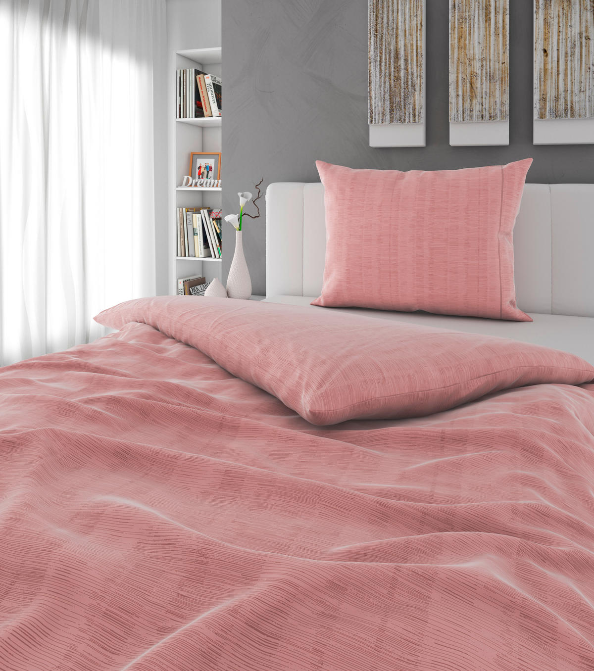 BETTWÄSCHE Mavie Satin 140/200 cm  - Pink/Silberfarben, KONVENTIONELL, Textil (140/200cm) - Esposa