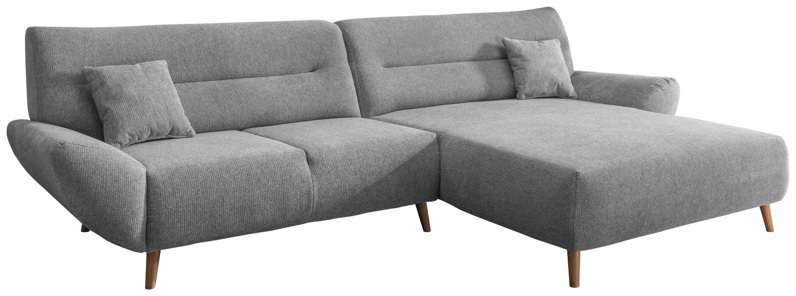 ECKSOFA in Chenille Silberfarben  - Wildeiche/Silberfarben, Modern, Holz/Textil (290/166cm) - MID.YOU