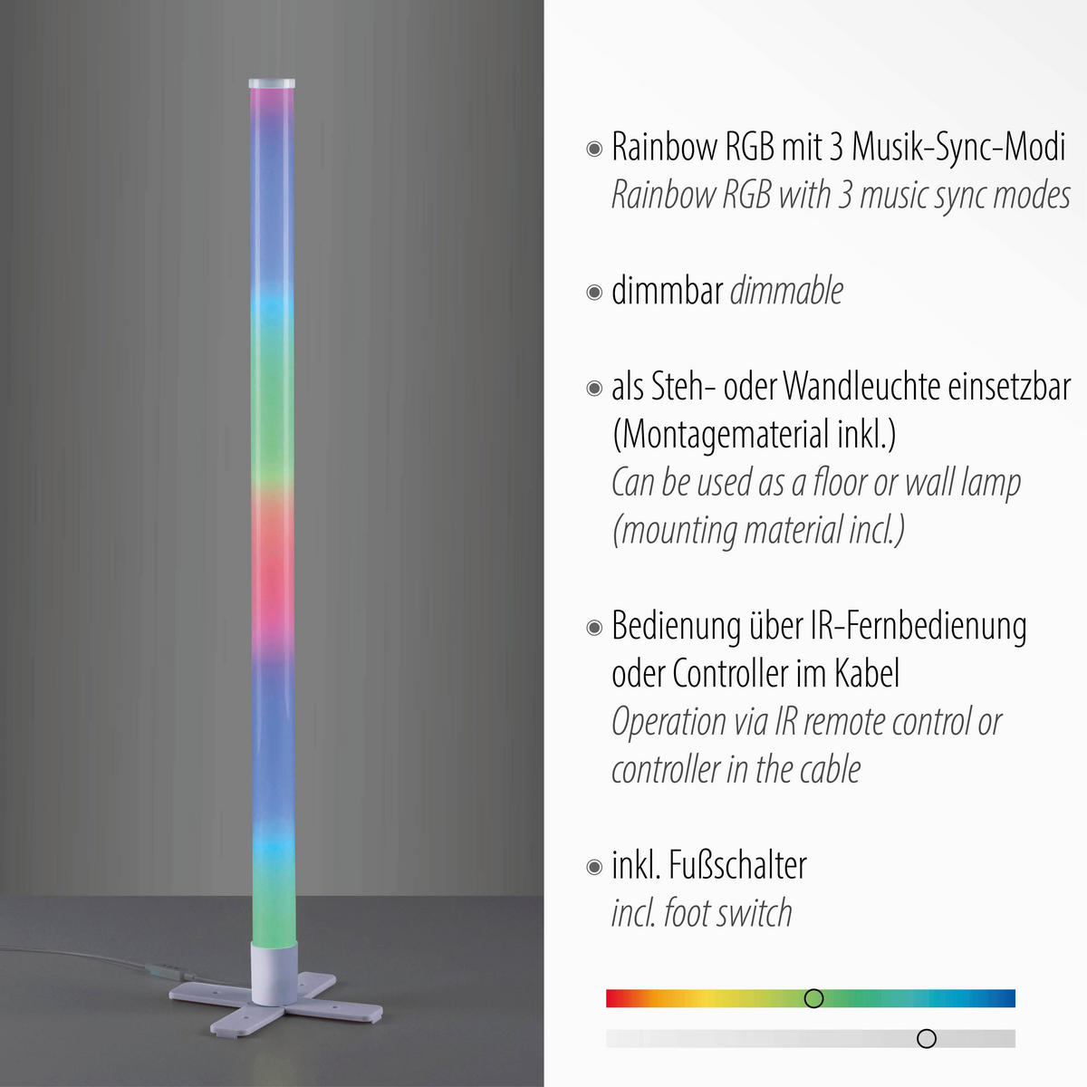 PODNA LED LAMPA - srebrna, Dizajnerski, plastika (24,5/24,5/103cm)
