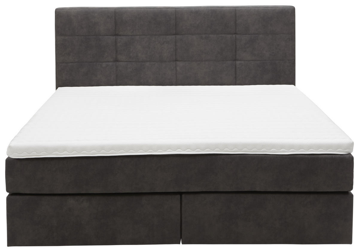 BOXSPRINGBETT 180/200 cm  in Schlammfarben  - Chromfarben/Schlammfarben, Konventionell, Kunststoff/Textil (180/200cm) - Voleo