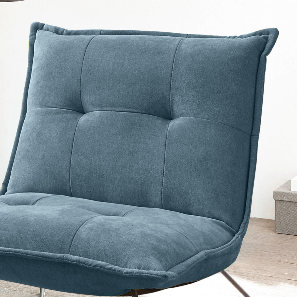 SESSEL Mikrovelours Blau    - Blau/Schwarz, Basics, Textil/Metall (69/76/86cm) - MID.YOU