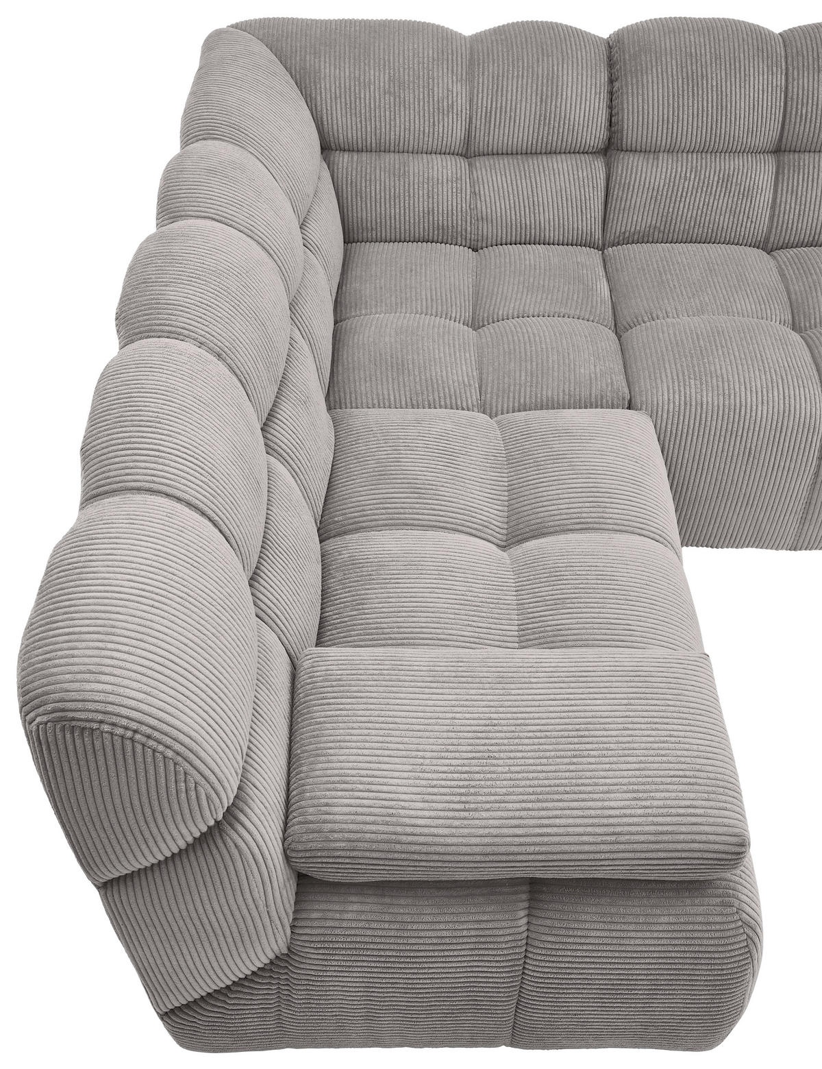 ECKSOFA Grau Cord Rücken echt  - Schwarz/Grau, KONVENTIONELL, Kunststoff/Textil (195/265cm) - Tom Tailor