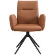 ARMLEHNSTUHL  Sitzfläche 360° drehbar, automatische Rückholfunktion  Echtleder  - Cognac/Schwarz, Trend, Leder/Metall (63/89/62cm) - Novel