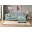 ECKSOFA Salbeigrün Cord  - Salbeigrün/Schwarz, KONVENTIONELL, Textil/Metall (258/168cm) - Carryhome