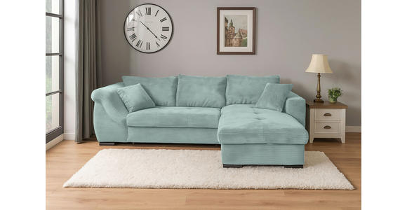 ECKSOFA Salbeigrün Cord  - Salbeigrün/Schwarz, KONVENTIONELL, Textil/Metall (258/168cm) - Carryhome