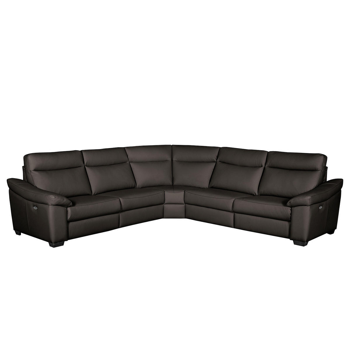 ECKSOFA Braun Echtleder  - Schwarz/Braun, Design, Leder/Holz (299/299cm) - Livetastic