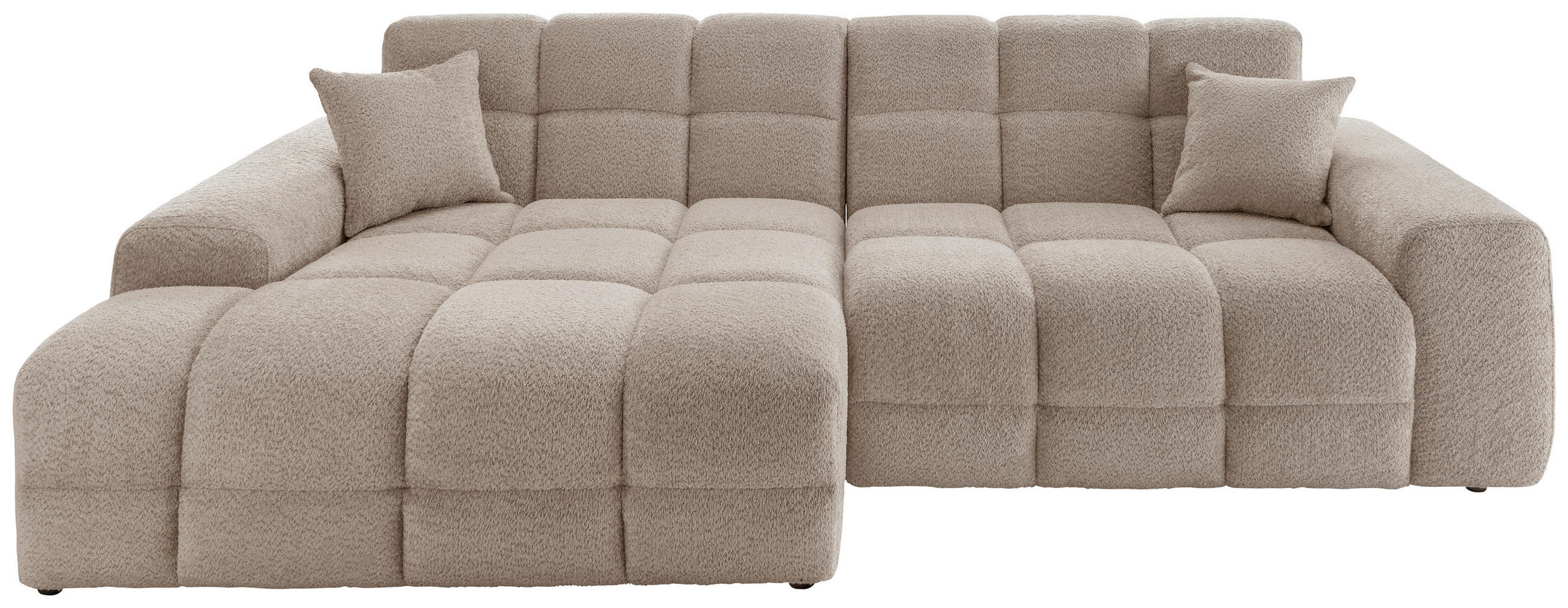 ECKSOFA in Bouclé Beige  - Beige/Schwarz, Modern, Kunststoff/Textil (152/301cm) - Livetastic