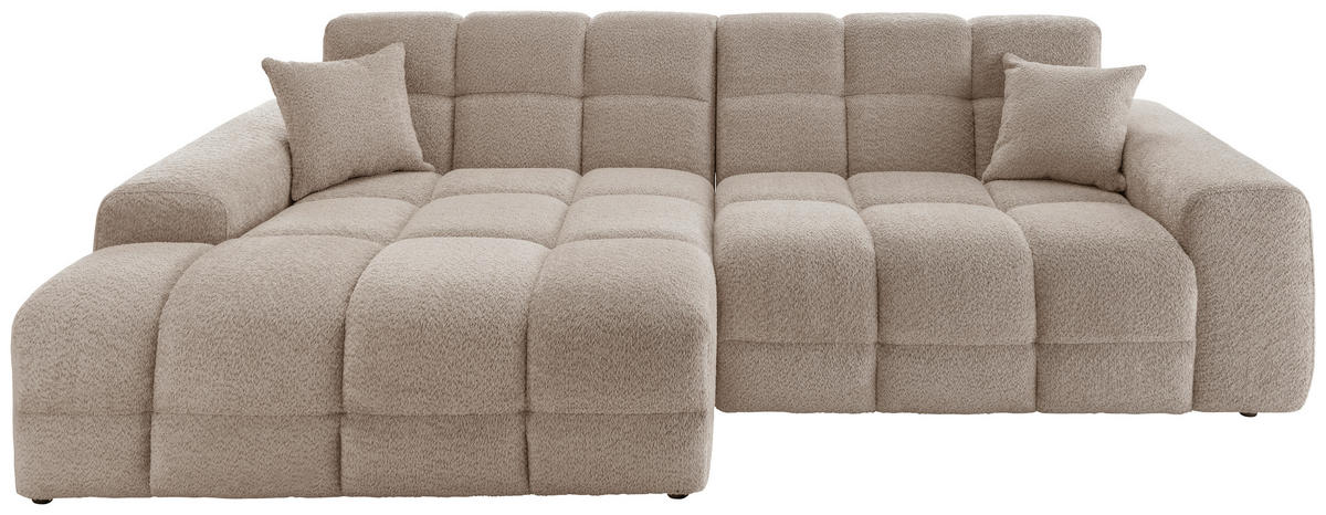ECKSOFA in Bouclé Beige  - Beige/Schwarz, Modern, Kunststoff/Textil (152/301cm) - Livetastic