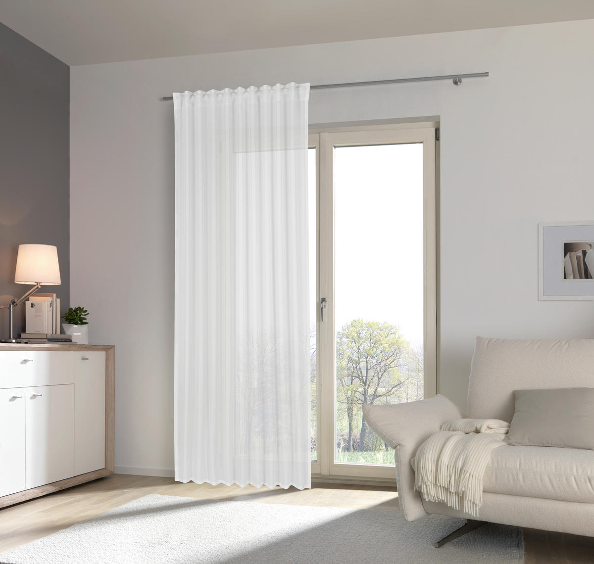 HOTOVÝ ZÁVES, priehľadné, 135/245 cm - krémová, Basics, textil (135/245cm) - Esposa