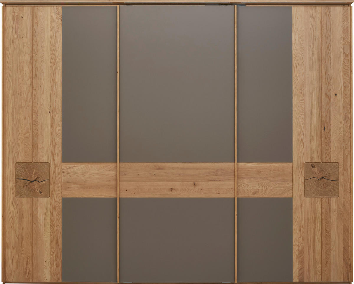 SCHIEBETÜRENSCHRANK 301,9/240,3/67,2 cm 3-türig Braun, Eichefarben  - Eichefarben/Braun, Design, Glas/Holz (301,9/240,3/67,2cm) - Valnatura