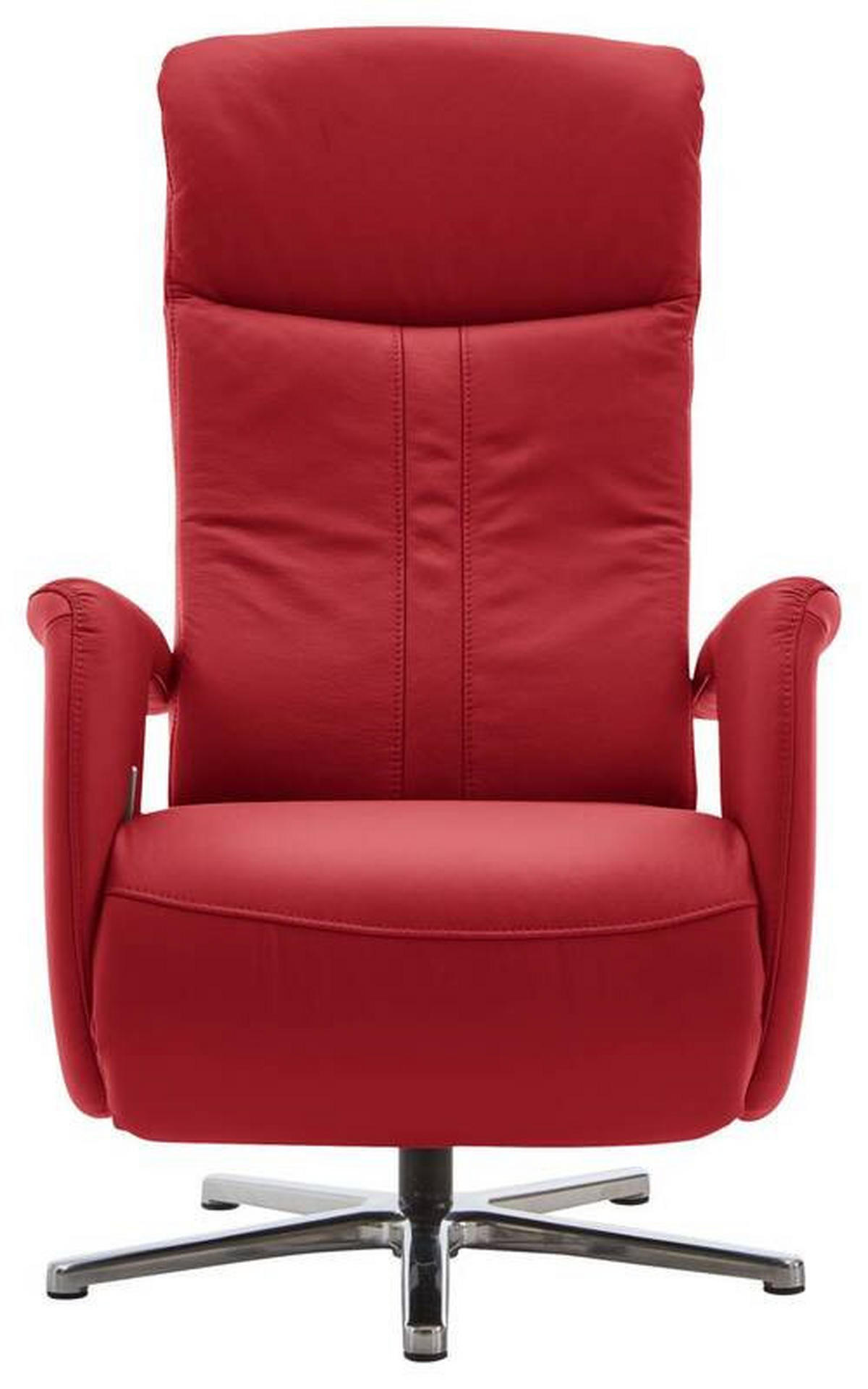 RELAXSESSEL in Leder Rot  - Chromfarben/Rot, Design, Leder/Metall (71/110/83cm) - Beldomo Speed