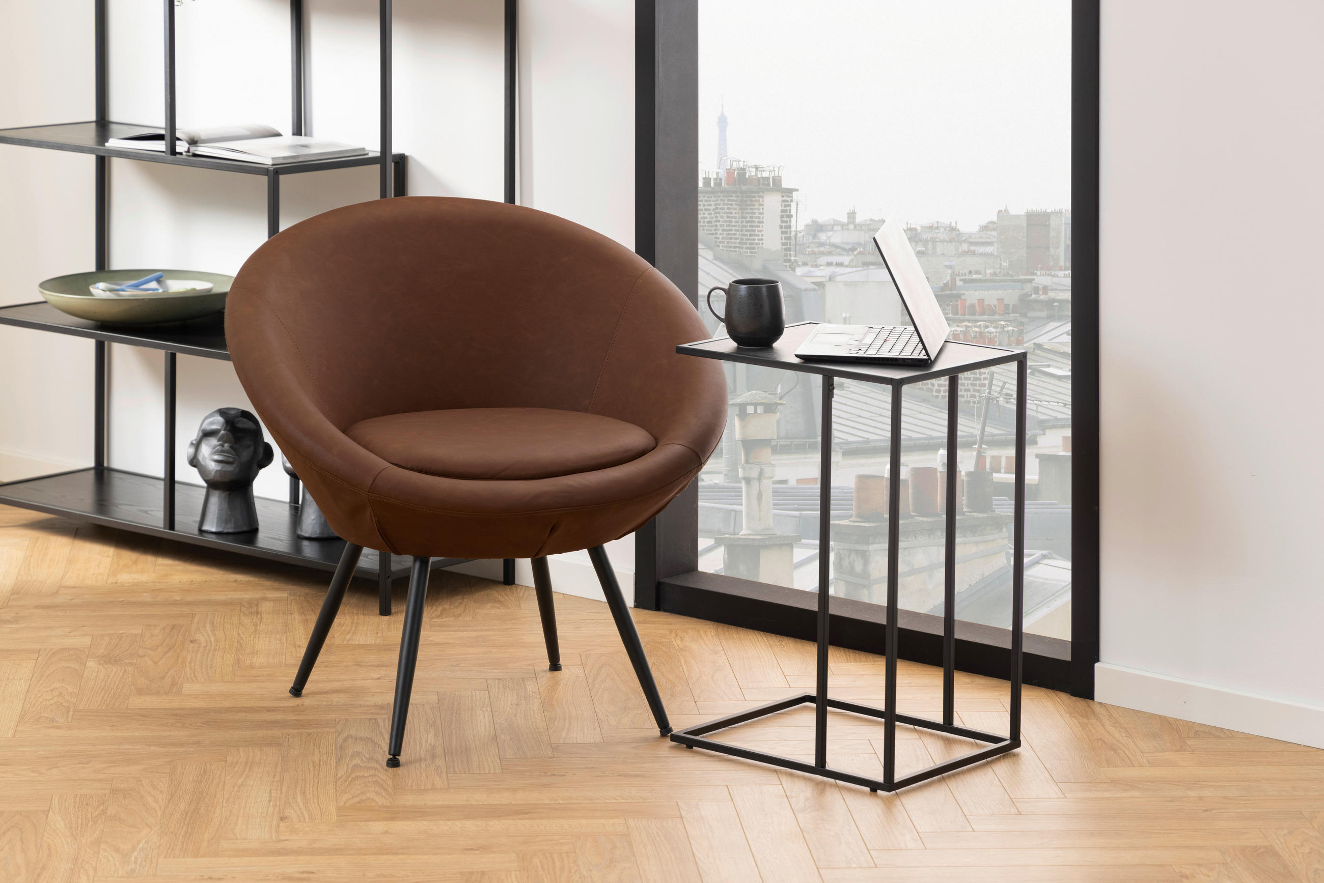 POMOĆNI STOLIĆ crna drvni materijal - crna, Design, drvni materijal/metal (43/35/63cm) - Hom`in