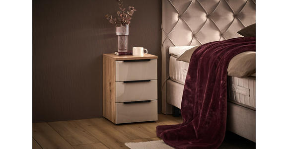 NACHTSCHRANK 40/60/40 cm  - Sandfarben/Graphitfarben, Basics, Glas/Holzwerkstoff (40/60/40cm) - Moderano