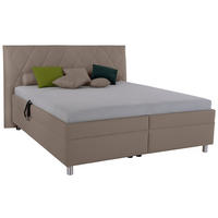 POLSTERBETT Matratze, Lattenrost, Bettkasten 180/200 cm  in Cappuccino  - Birkefarben/Silberfarben, KONVENTIONELL, Holz/Textil (180/200cm) - Esposa