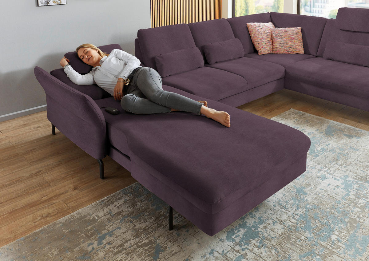WOHNLANDSCHAFT in Velours Lila, Flieder  - Lila/Flieder, Design, Textil/Metall (179/335/220cm) - Beldomo System