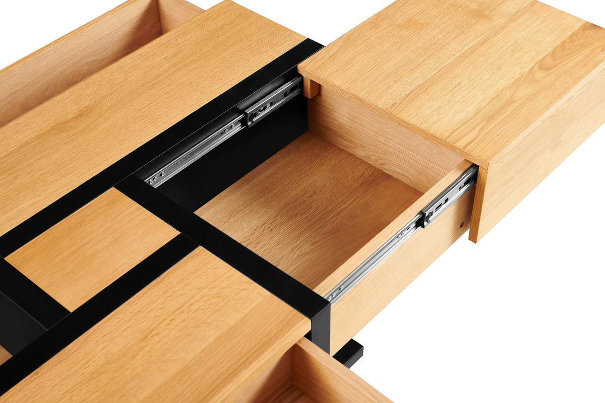 KLUBSKA MIZA, črna, barve hrasta  - črna/barve hrasta, Design, kovina/leseni material (120/65/40cm) - Livetastic