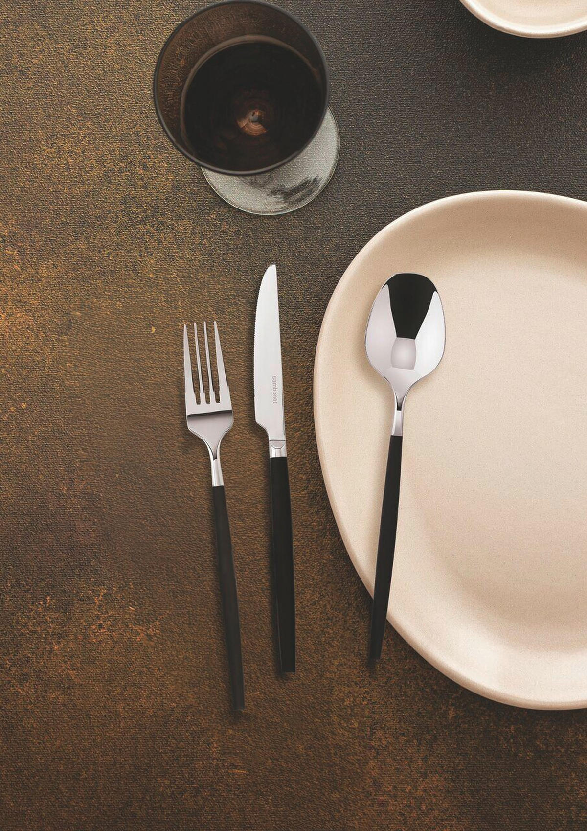 BESTECKSET Siro - Edelst./schw.Griff 24-teilig Edelstahl  für 6 Personen  - Schwarz, Basics, Metall (29,7/32,8/4,7cm) - Sambonet