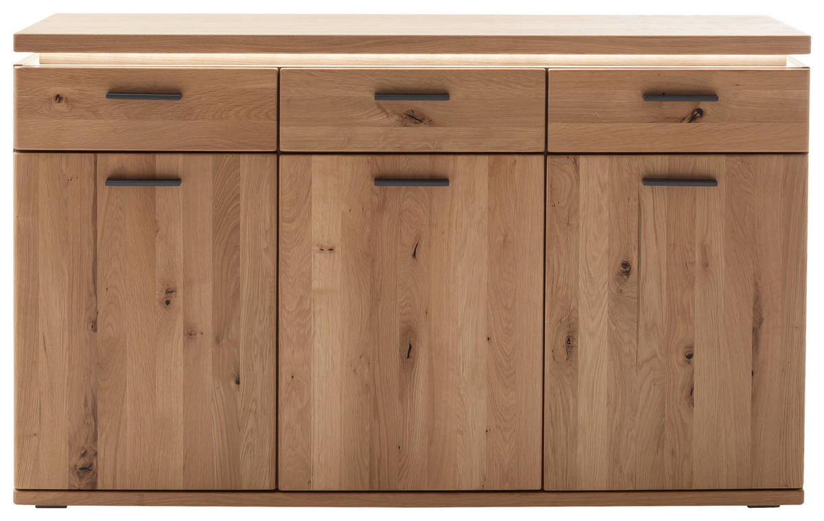 SIDEBOARD  in 149/91/42 cm  - Eiche Bianco/Schwarz, Natur, Holz/Holzwerkstoff (149/91/42cm) - Linea Natura