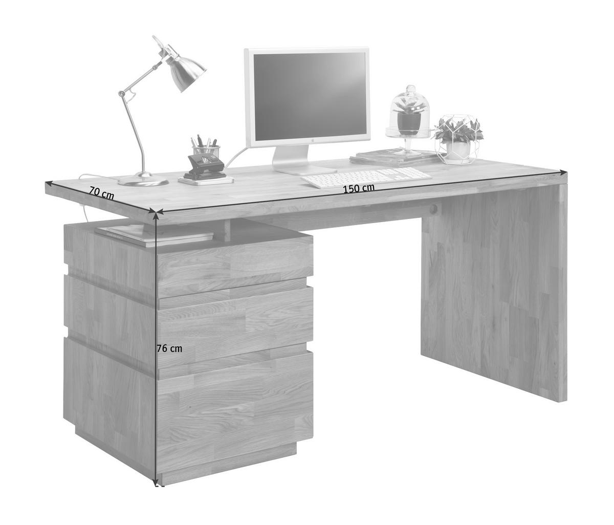 SCHREIBTISCH 150/70/76 cm  in Wildeiche  - Wildeiche/Eichefarben, Natur, Holz (150/70/76cm) - Linea Natura