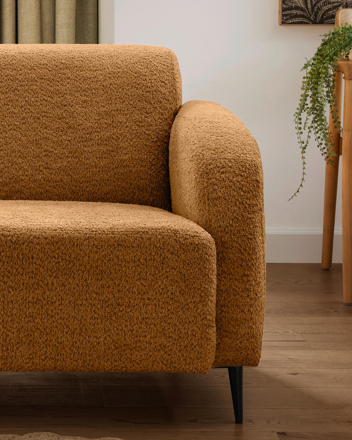 2-SITZER-SOFA in Bouclé Goldfarben  - Goldfarben/Schwarz, Modern, Textil/Metall (140/76/90cm) - Livetastic