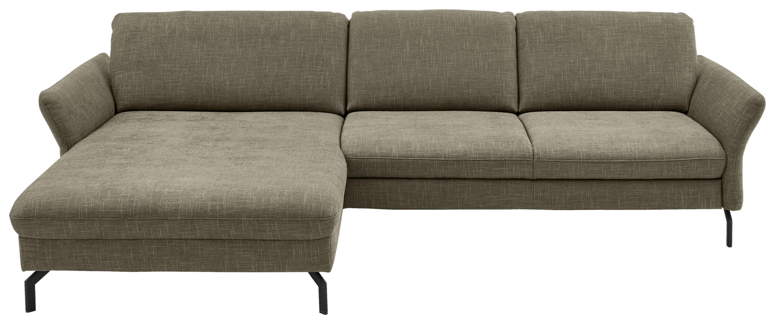 ECKSOFA Beldomo System in Velours Olivgrün  179/306 cm  - Schwarz/Olivgrün, Design, Textil/Metall (179/306cm) - Beldomo System