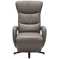 RELAXSESSEL in Leder Grau  - Grau, Design, Leder/Metall (67/108/77cm) - Cantus