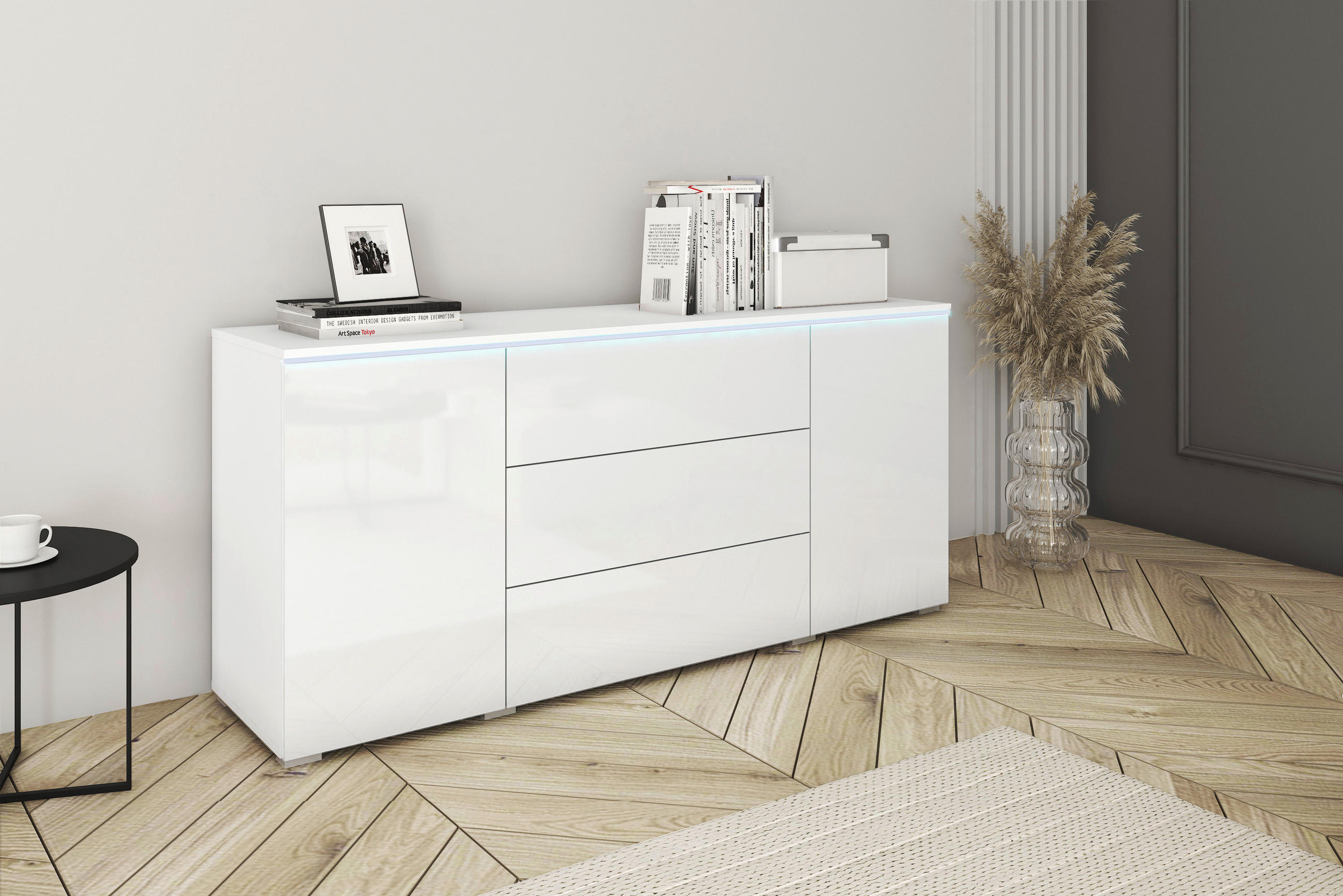 SIDEBOARD Vera  in 150/67,9/39,5 cm  - Weiß Hochglanz/Weiß, LIFESTYLE, Holzwerkstoff/Kunststoff (150/67,9/39,5cm) - P & B