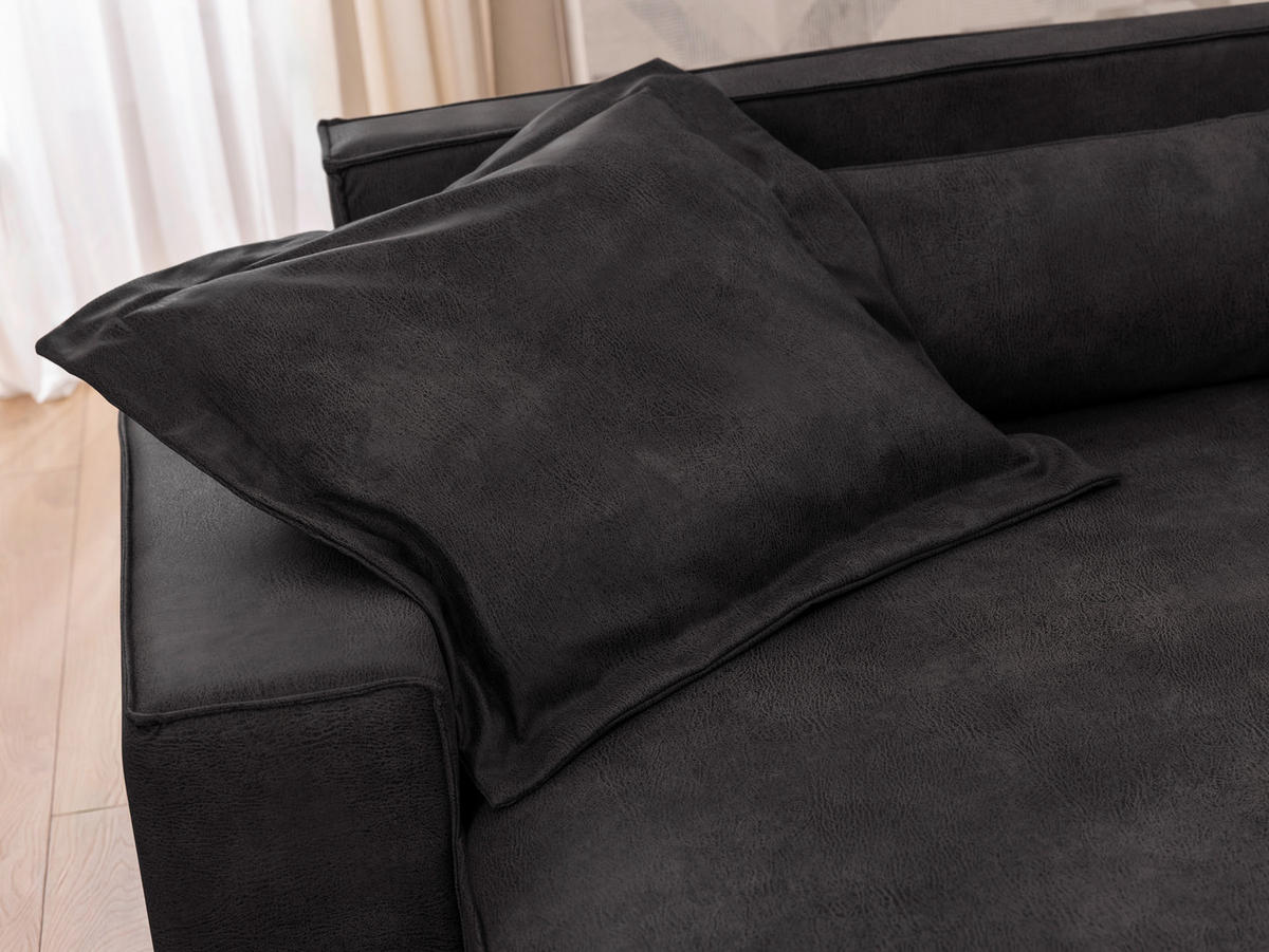 ECKSOFA Curduroy in Lederlook Anthrazit Rückenkissen  251/142 cm  - Anthrazit/Schwarz, Design, Kunststoff/Textil (251/142cm) - P & B