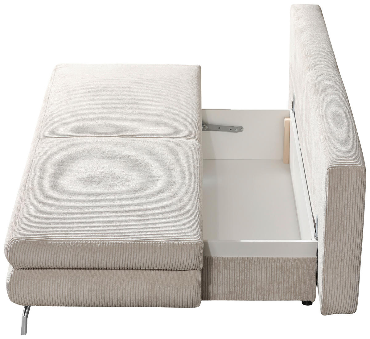 SCHLAFSOFA Rob Cord Beige Rückenkissen, Bettkasten, Schlaffunktion  - Eichefarben/Beige, Design, Holz/Textil (200/91/92cm) - Novel