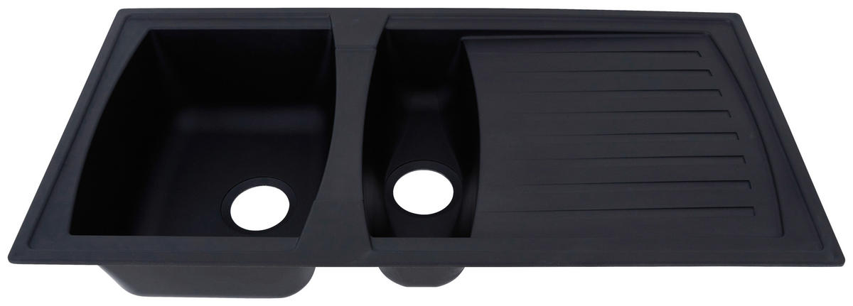 SPÜLE 1712BOSTON100X50S  - Schwarz, Trend, Glas/Kunststoff (100/20/50cm) - Respekta