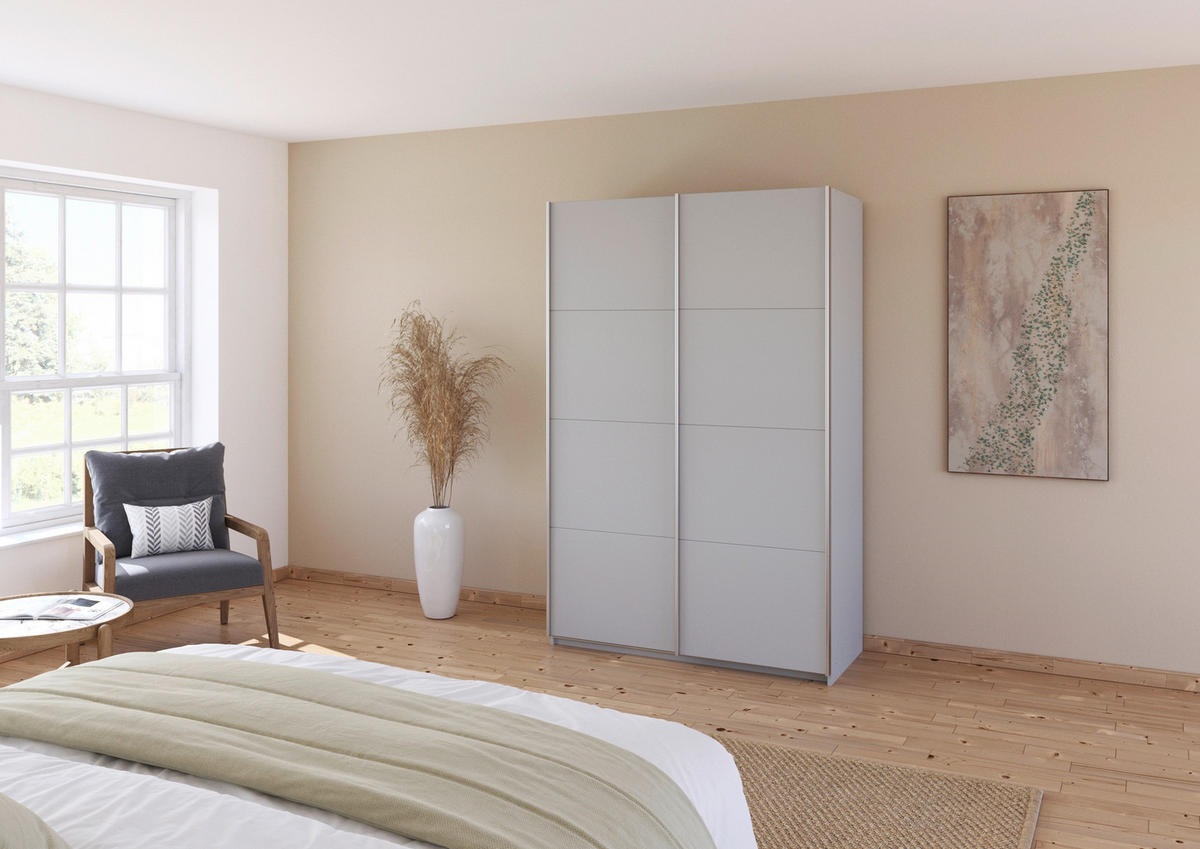 SCHWEBETÜRENSCHRANK  in Seidengrau  - Seidengrau/Alufarben, KONVENTIONELL, Holzwerkstoff/Metall (136/229/62cm) - Xora