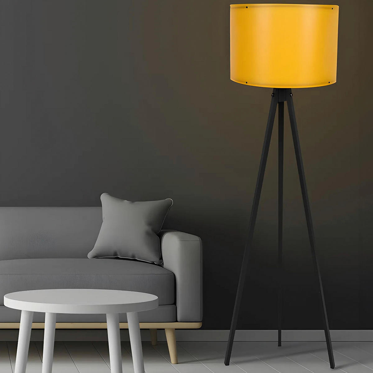 STEHLEUCHTE Modern 38/145 cm  - Gelb/Schwarz, Design, Holzwerkstoff/Kunststoff (38/145cm) - P & B