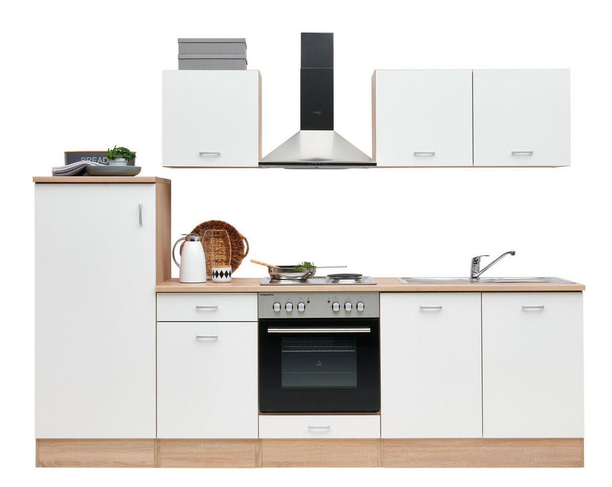 KÜCHENBLOCK 270 cm   in Weiß, Eichefarben  - Eichefarben/Weiß, Basics, Holzwerkstoff (270cm) - Respekta