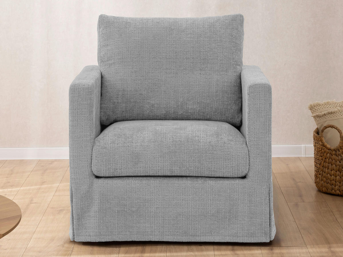 SESSEL in Chenille Hellgrau  - Hellgrau/Schwarz, Design, Kunststoff/Textil (84/89/95cm) - P & B
