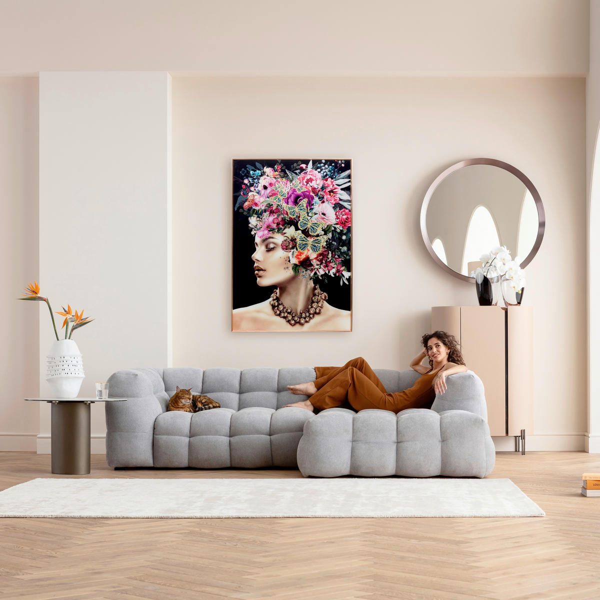 BILD Blumen, Frauen  - Multicolor, Design, Glas/Papier (80/120cm) - Kare-Design