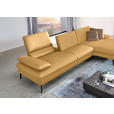 ECKSOFA in Echtleder Gelb  - Gelb/Schwarz, Design, Leder/Metall (325/157cm) - Dieter Knoll