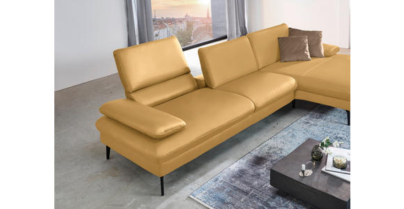 ECKSOFA in Echtleder Gelb 325/157 cm - Gelb/Schwarz, Design, Leder/Metall (325/157cm) - Dieter Knoll