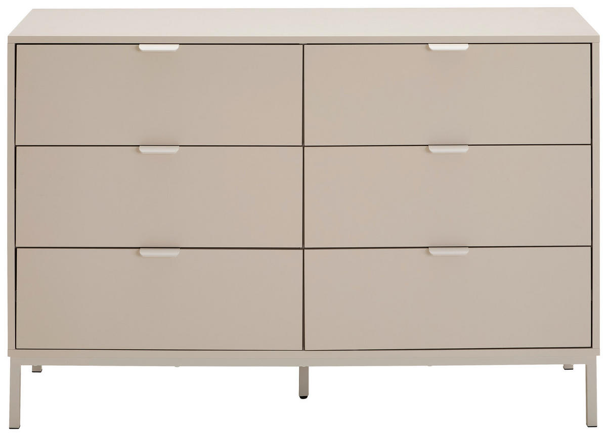 KOMMODE , 120/80/40 cm, 6 Schublade(n)  - Kaschmir, Design, Holzwerkstoff/Metall (120/80/40cm) - MID.YOU