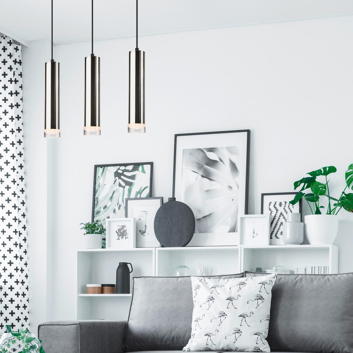 PENDELLEUCHTE DIEGO 90/50/90 cm   - Chromfarben, Design, Metall (90/50/90cm)