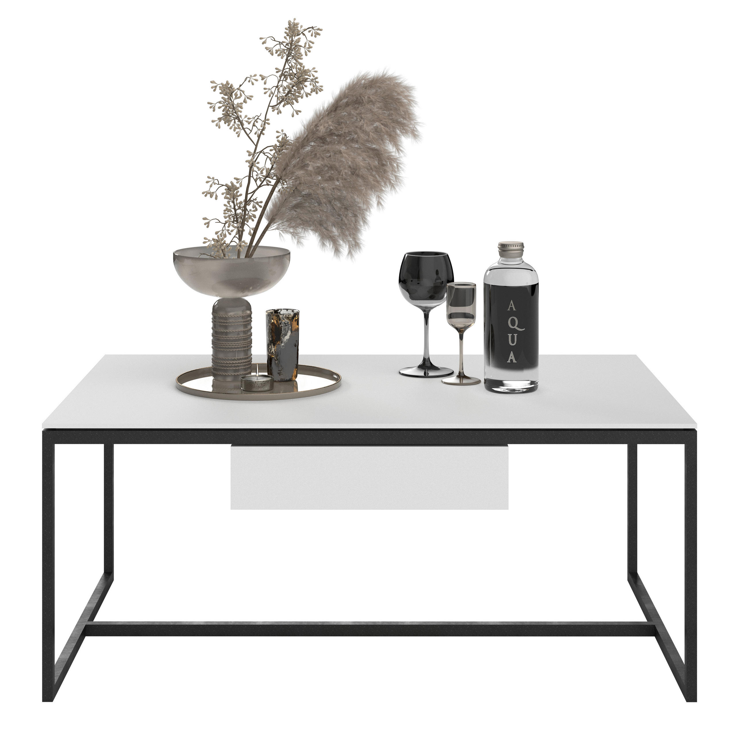 COUCHTISCH in Metall, Holzwerkstoff 100/60/43 cm  - Grauweiß/Schwarz, Design, Holz/Holzwerkstoff (100/60/43cm) - Dieter Knoll