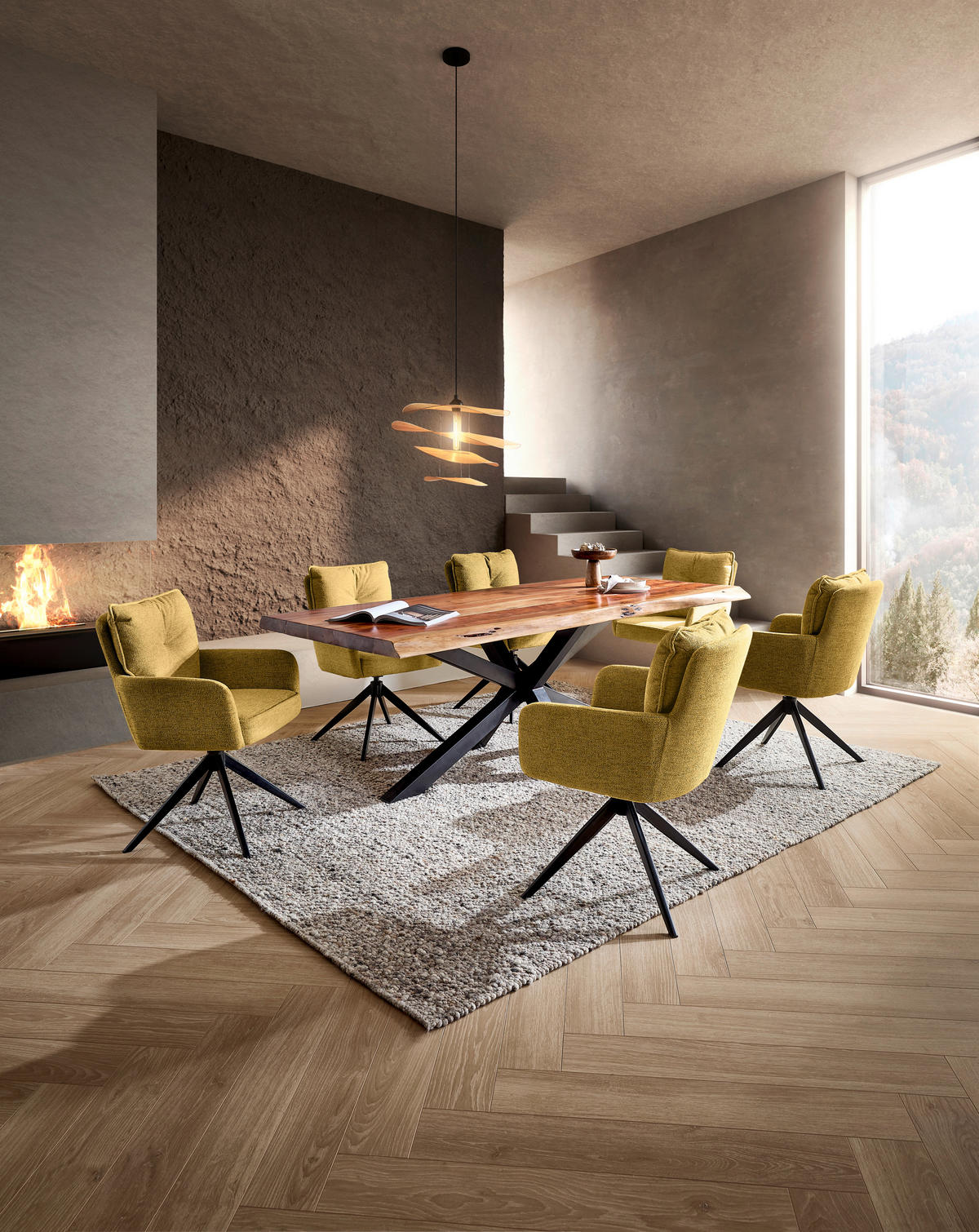 ARMLEHNSTUHL  in Eisen Leinenoptik  - Gelb/Schwarz, Design, Textil/Metall (61/90/67cm) - Novel