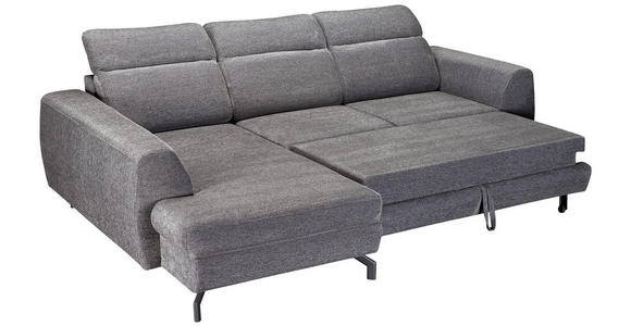 ECKSOFA Dunkelgrau Chenille - Dunkelgrau/Schwarz, KONVENTIONELL, Textil/Metall (185/240cm) - Carryhome