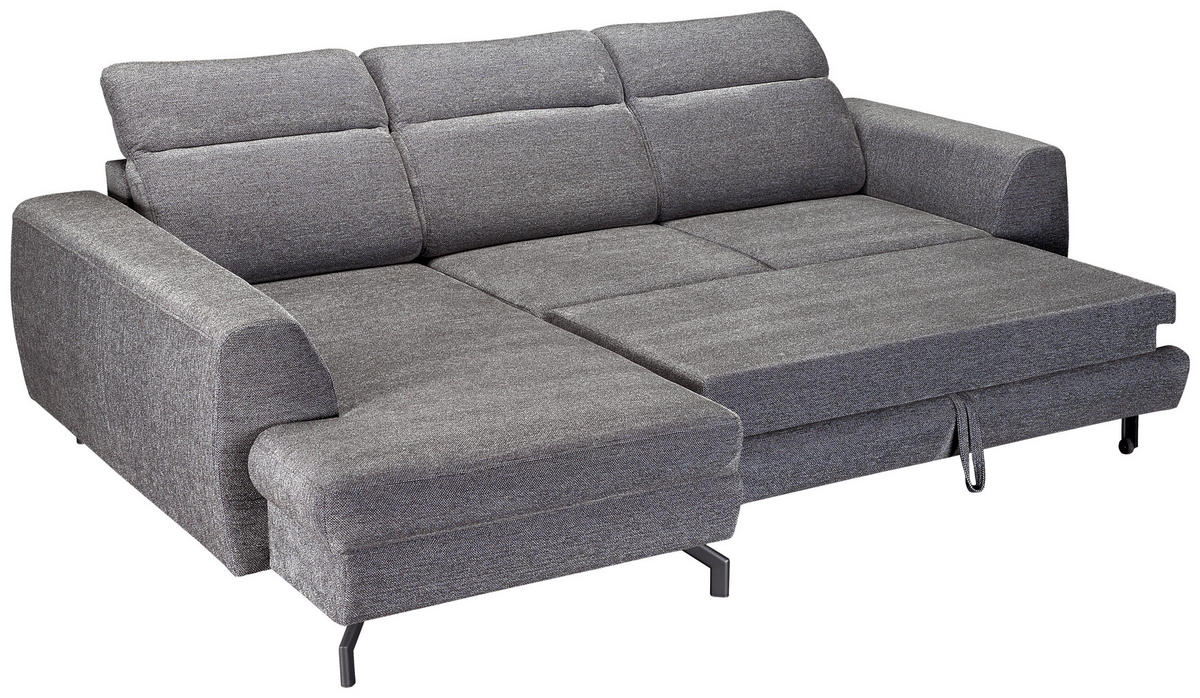 ECKSOFA Dunkelgrau Chenille  - Dunkelgrau/Schwarz, KONVENTIONELL, Textil/Metall (185/266cm) - Carryhome